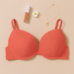 Coral Textured Push-Up Bra