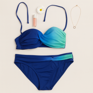 Blue & Turquoise Color Block Bikini Set
