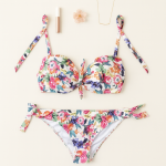 White Floral Garden Print Bikini Set